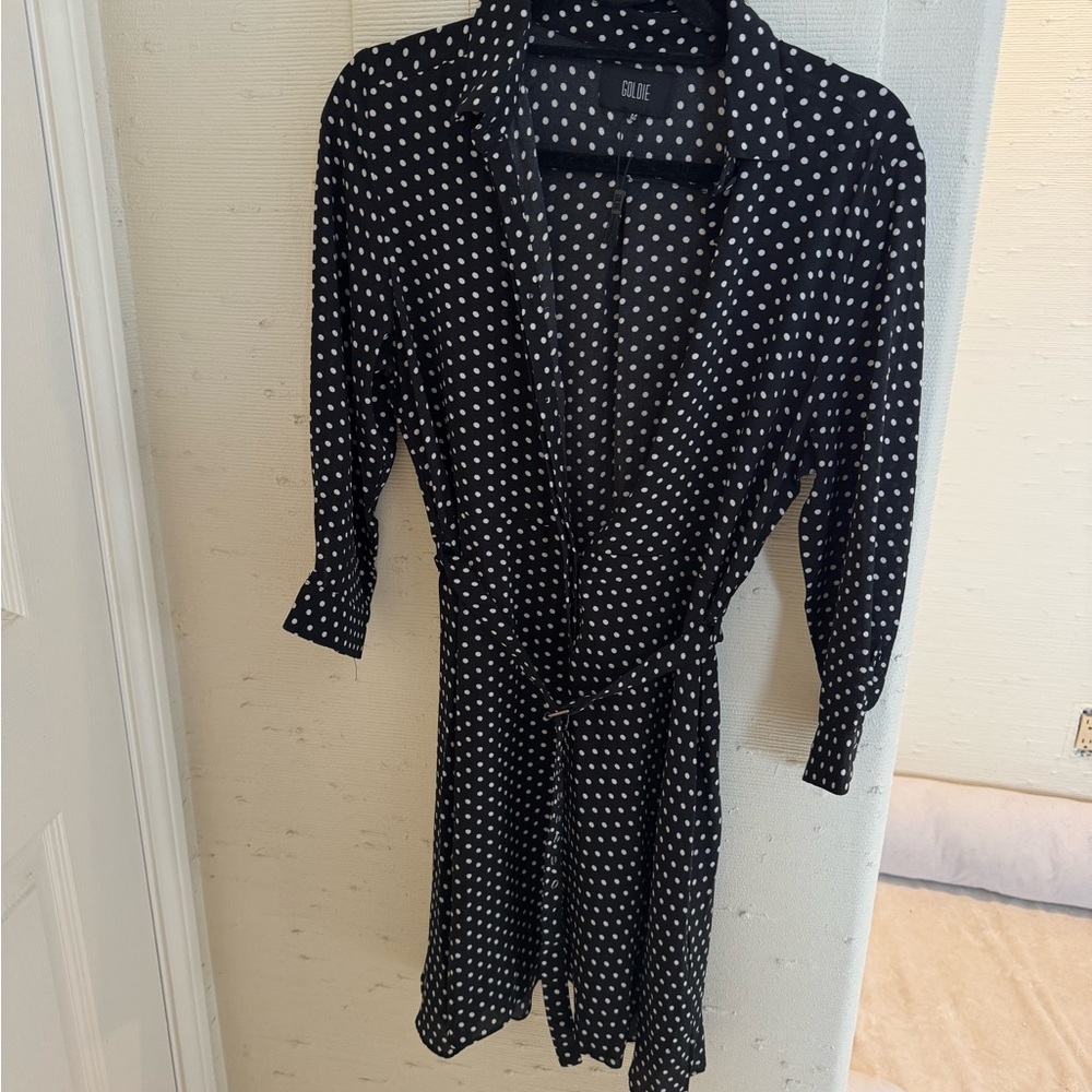 Goldie Black and White Dress with Notched Collar